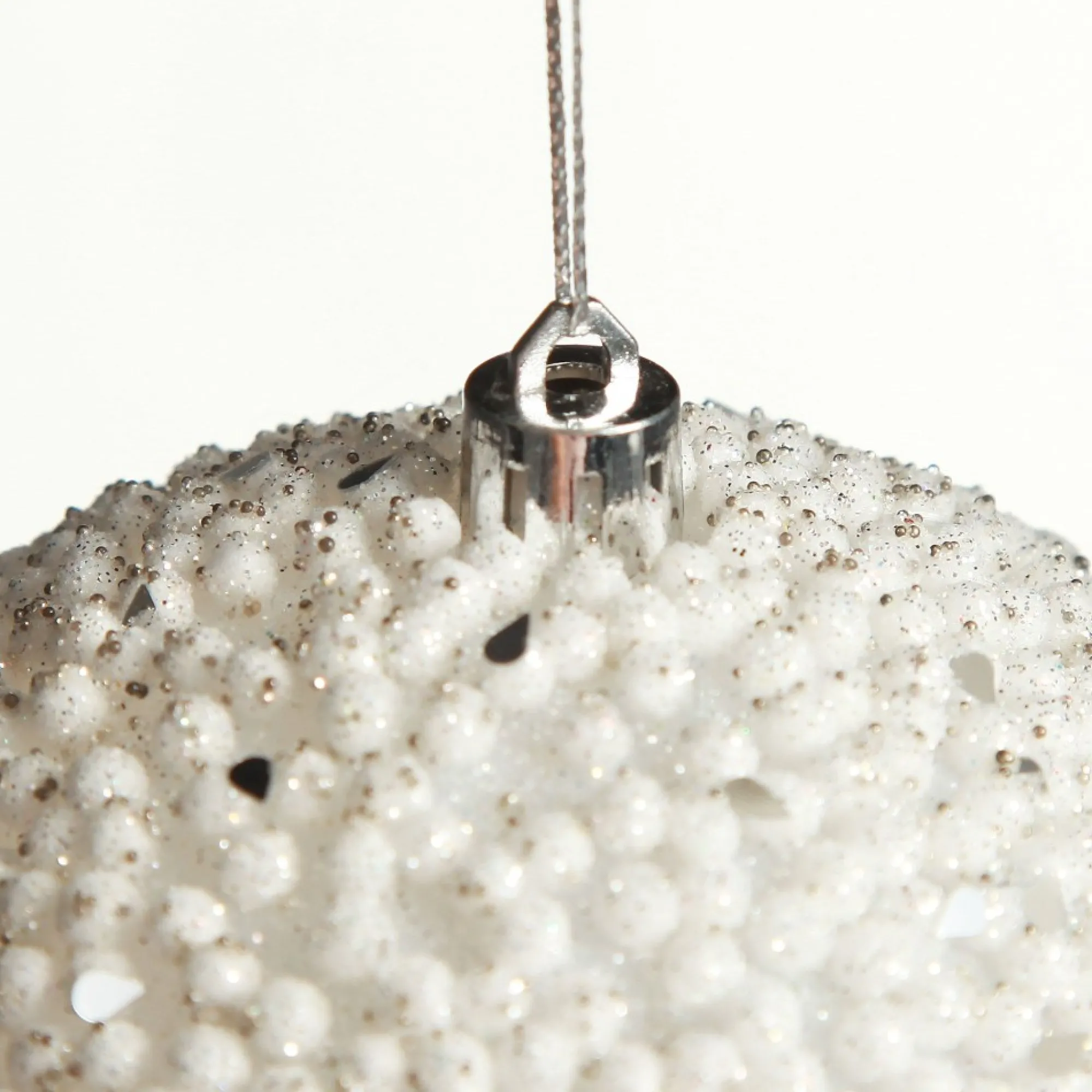White Beaded Christmas Bauble - Set of 2 Shop