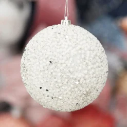 White Beaded Christmas Bauble - Set of 2 Shop
