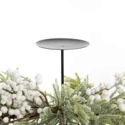 White Berry and Frosted Leaf Christmas Table Centrepiece Candle Holder Store