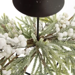 White Berry and Frosted Leaf Christmas Table Centrepiece Candle Holder Store
