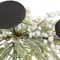 White Berry and Frosted Leaf Christmas Table Centrepiece Candle Holder Store