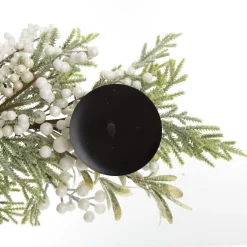 White Berry and Frosted Leaf Christmas Table Centrepiece Candle Holder Store