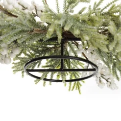 White Berry and Frosted Leaf Christmas Table Centrepiece Candle Holder Store