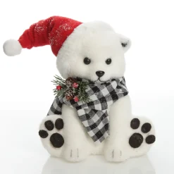 White Boy Polar Bear Cub Sitting with Santa Hat Sale