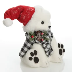 White Boy Polar Bear Cub Sitting with Santa Hat Sale