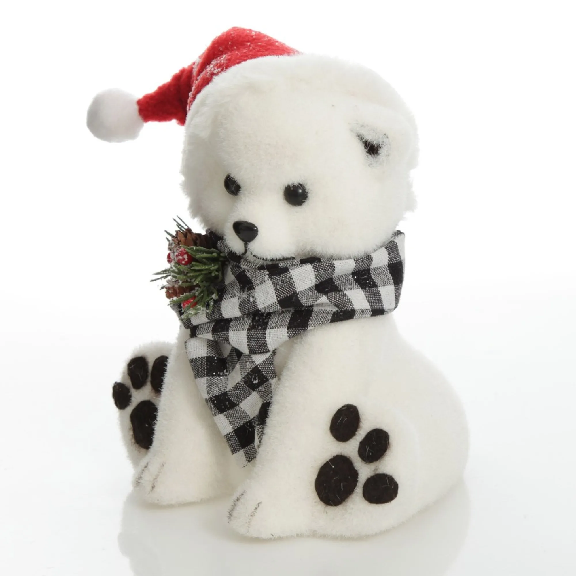 White Boy Polar Bear Cub Sitting with Santa Hat Sale