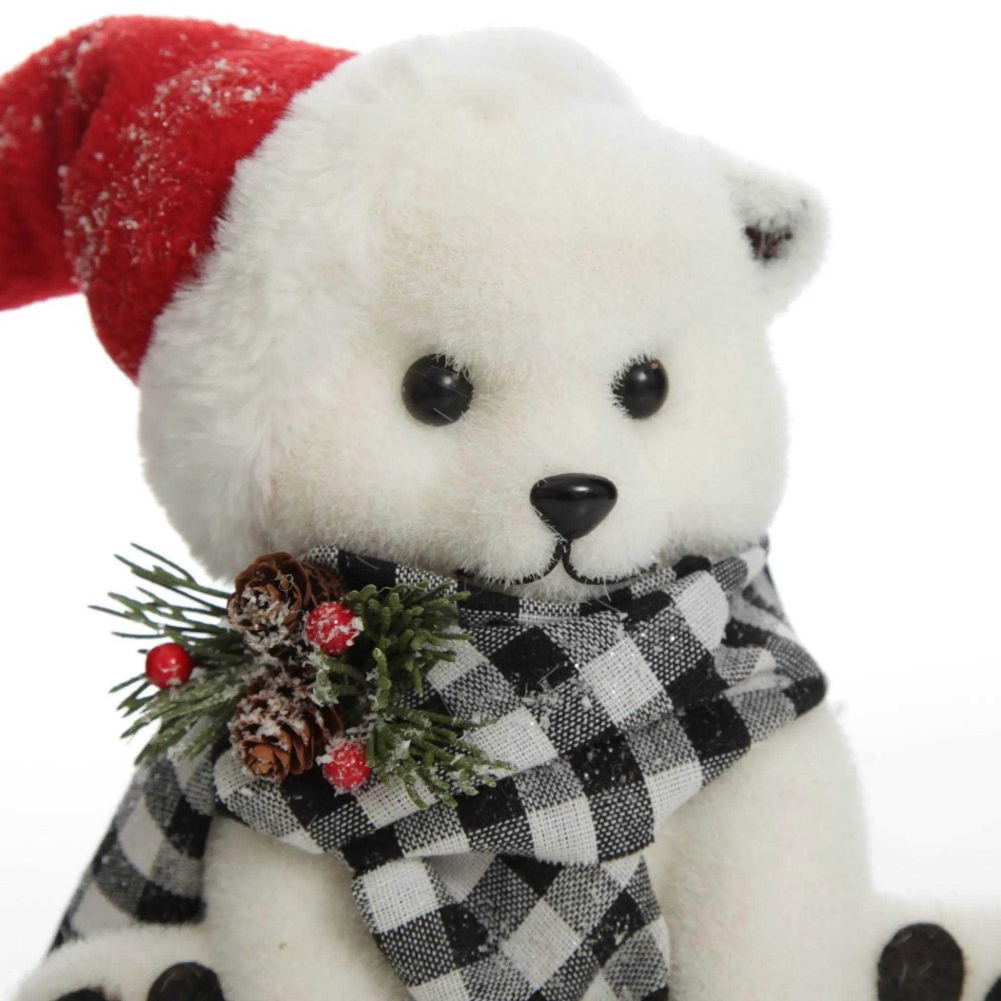 White Boy Polar Bear Cub Sitting with Santa Hat Sale