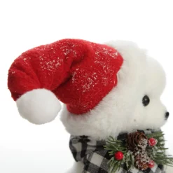 White Boy Polar Bear Cub Sitting with Santa Hat Sale