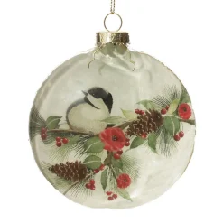 White Christmas Bird Glass Disc Fashion