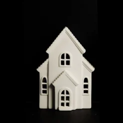 White Christmas Church Candle Holder New
