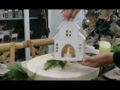 White Christmas Church Candle Holder New