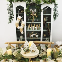 White Christmas Church Candle Holder New