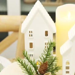 White Christmas Village House Candle Holder Store