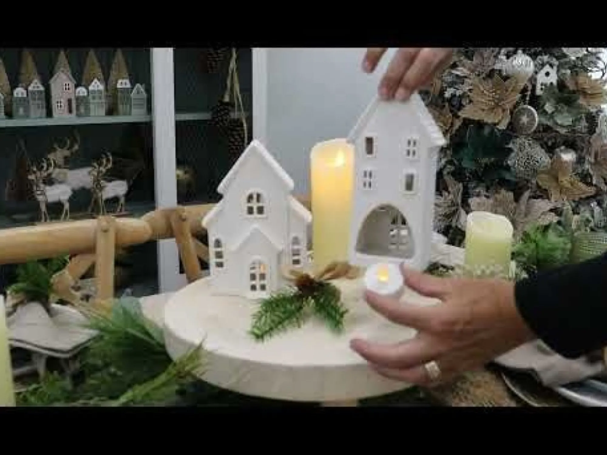 White Christmas Village House Candle Holder Store