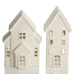 White Christmas Village House Candle Holder Store
