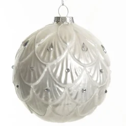 White Decorative Christmas Baubles - Set of 2 Cheap
