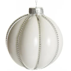 White Decorative Christmas Baubles - Set of 2 Cheap