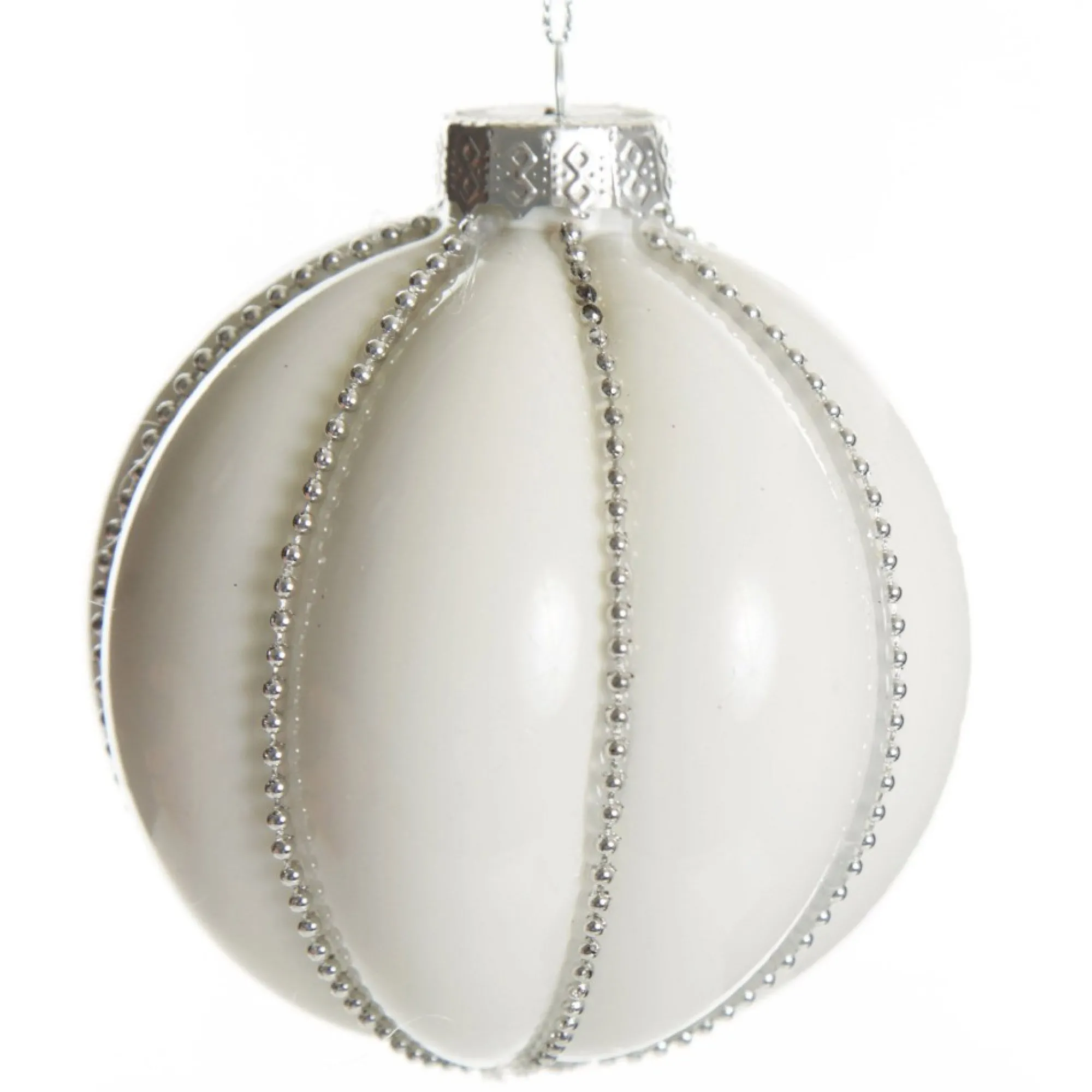 White Decorative Christmas Baubles - Set of 2 Cheap