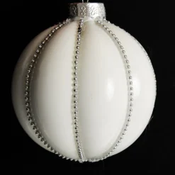 White Decorative Christmas Baubles - Set of 2 Cheap