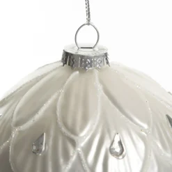 White Decorative Christmas Baubles - Set of 2 Cheap
