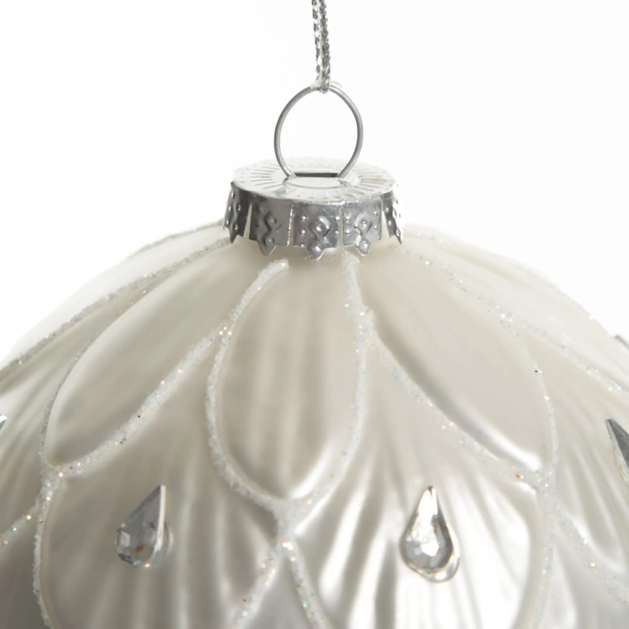White Decorative Christmas Baubles - Set of 2 Cheap