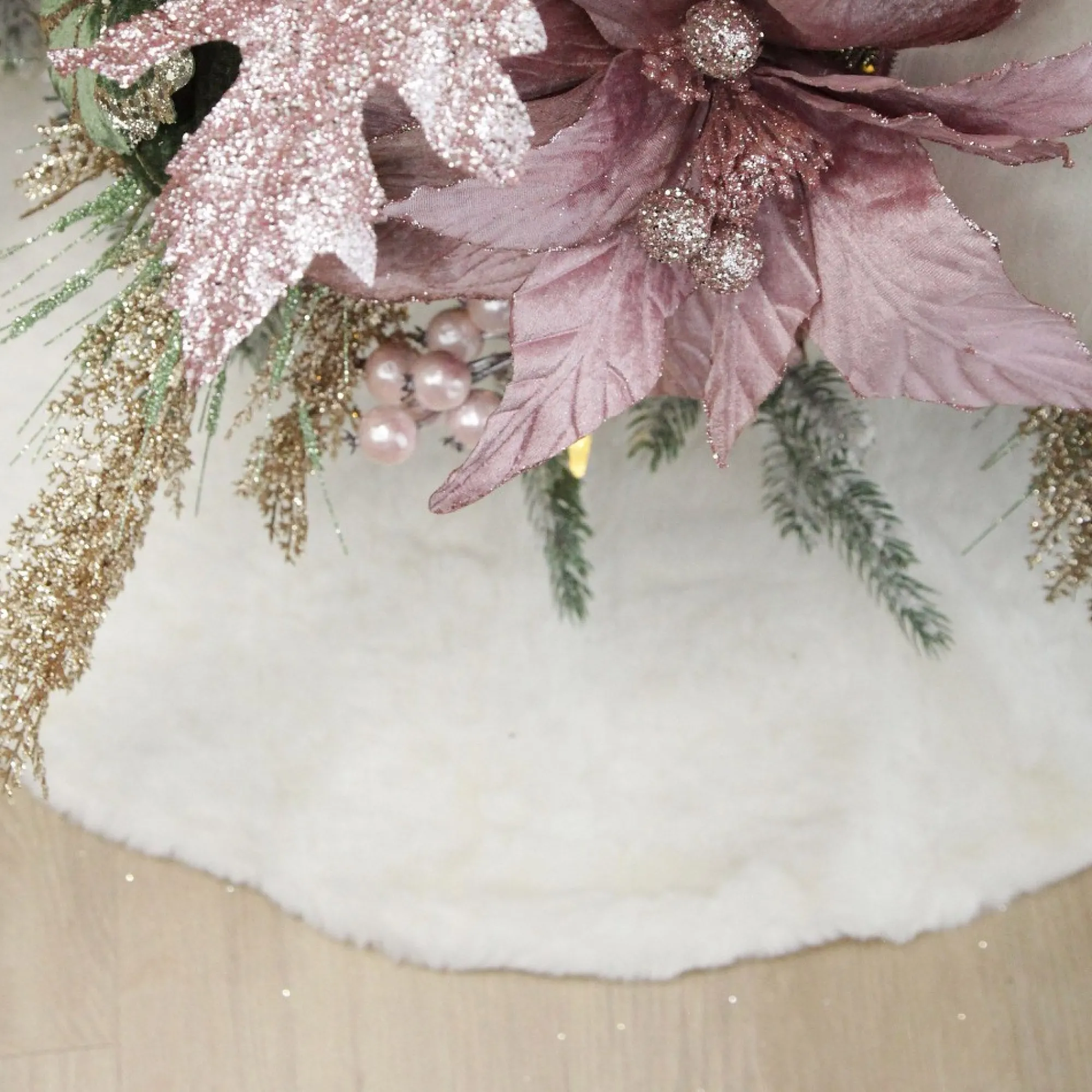 White Faux Fur Christmas Tree Skirt Store