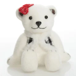 White Girl Polar Bear Cub Sitting with Red Bow Store