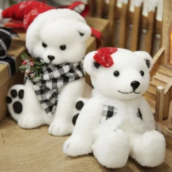 White Girl Polar Bear Cub Sitting with Red Bow Store