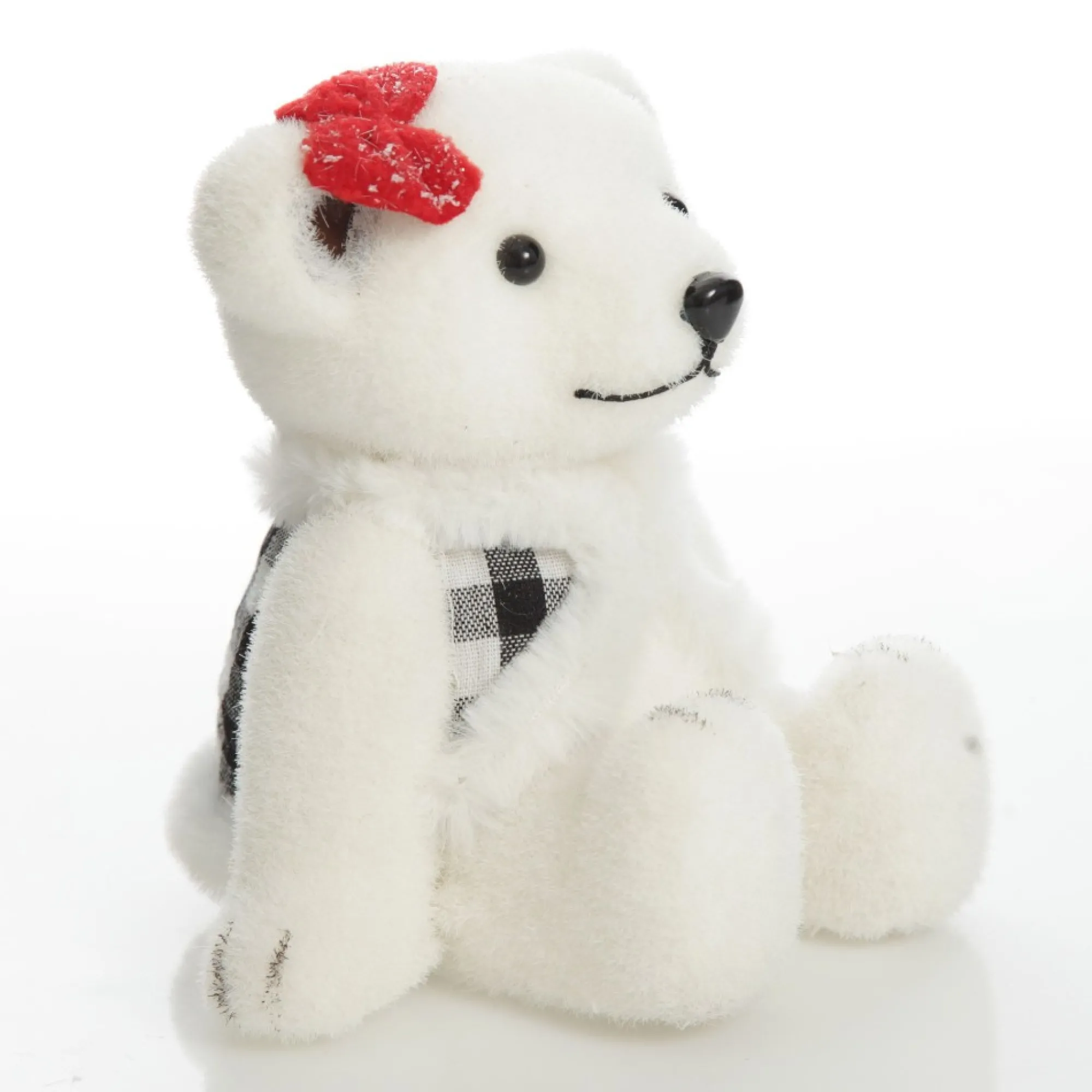 White Girl Polar Bear Cub Sitting with Red Bow Store