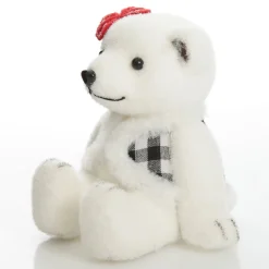 White Girl Polar Bear Cub Sitting with Red Bow Store