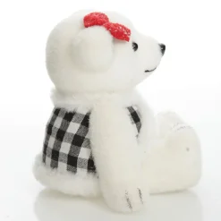 White Girl Polar Bear Cub Sitting with Red Bow Store
