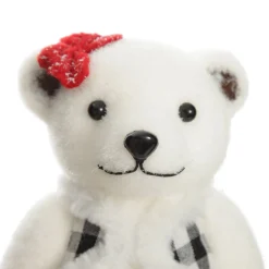 White Girl Polar Bear Cub Sitting with Red Bow Store