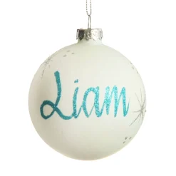 White Glass Personalised Christmas Bauble Fashion