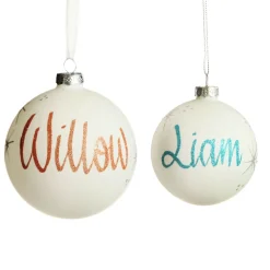 White Glass Personalised Christmas Bauble Fashion