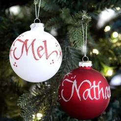White Glass Personalised Christmas Bauble Fashion