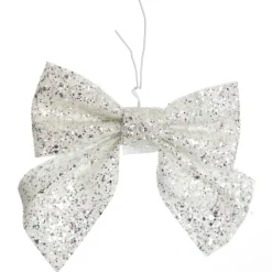 White Glitter Bow - Set of 2 Discount