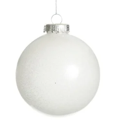White Glitter Christmas Bauble Cheap