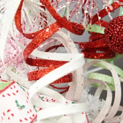 White Glitter Curly Ribbon Christmas Pick Small Discount