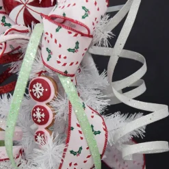 White Glitter Curly Ribbon Christmas Pick Small Discount