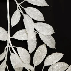 White Glitter Leaf Christmas Garland Fashion