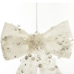 White Glitter Mesh Bow Outlet