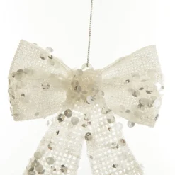 White Glitter Mesh Bow Outlet