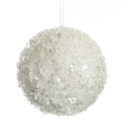 White Glitter Sequin and Bead Ball Clearance
