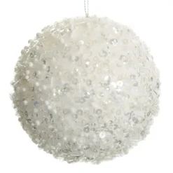 White Glitter Sequin and Bead Ball Clearance
