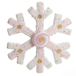 White Glitter Snowflake with Pink Frosting and Sprinkles Clearance