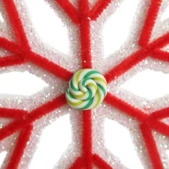 White Glitter Snowflake with Red Icing Flash Sale