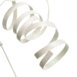 White Glitter Spiral Ribbon Christmas Pick Outlet