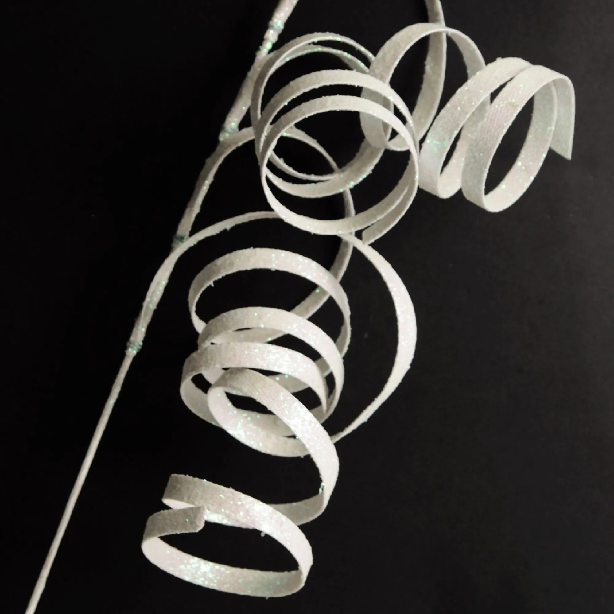 White Glitter Spiral Ribbon Christmas Pick Outlet