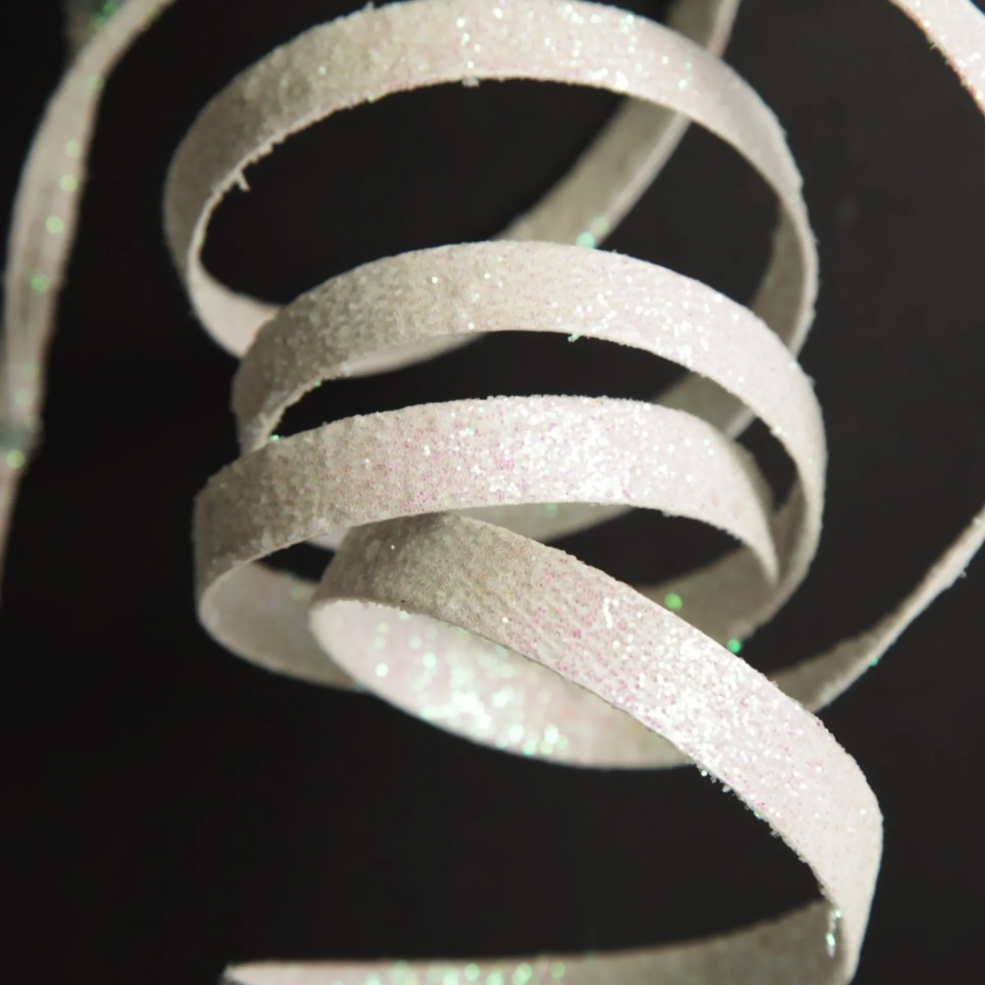 White Glitter Spiral Ribbon Christmas Pick Outlet