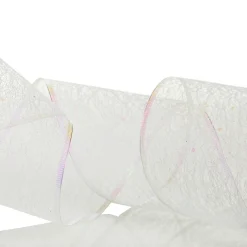 White Iridescent Spider Mesh Wired Christmas Ribbon Garland Flash Sale